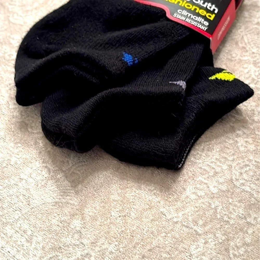 Brand New Adidas 3-Pack Youth Cushioned Climalite No Show Black Socks